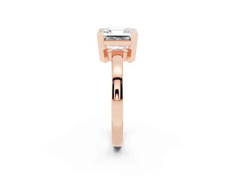 Asscher Cut Solitaire Engagement Ring Setting | Flat Tab Prongs | Rose Gold