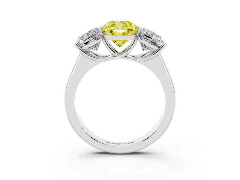 Cushion Cut Engagement Ring Setting for a Fancy Yellow Lab-Grown Diamond | Sterling Silver - Design NV-24908