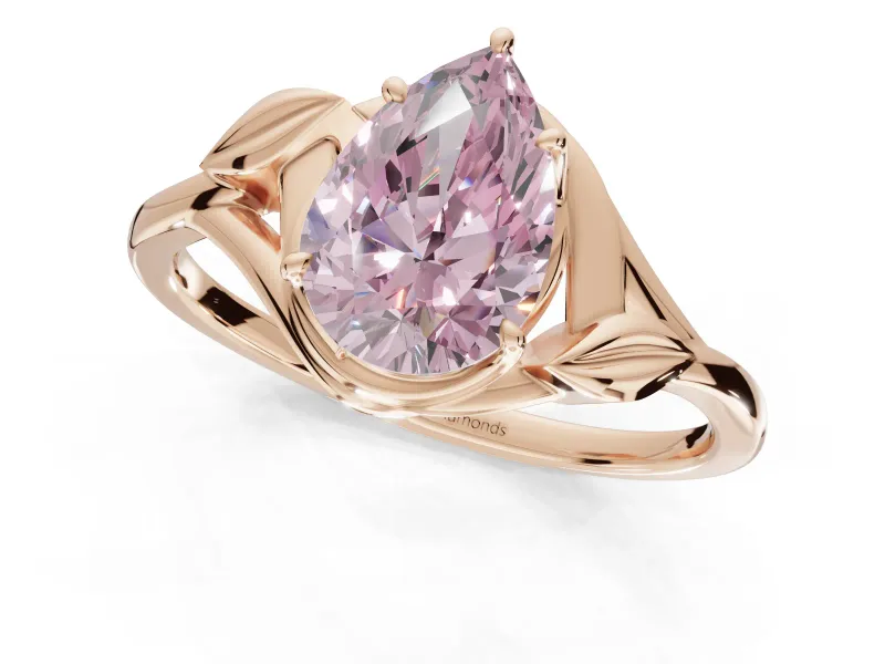 Pear-Shaped Bypass Solitaire Engagement Ring Setting for a Fancy Pink Lab-Grown Diamond | Rose Gold