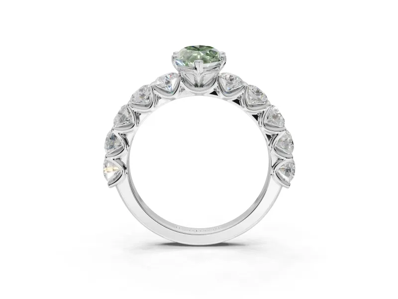 Marquise Engagement Ring Setting for a Fancy Green Lab-Grown Diamond | Sterling Silver - Design NV-24455