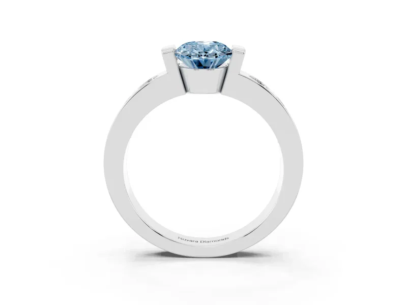 Oval Tension Style Engagement Ring Setting for a Fancy Blue Lab-Grown Diamond | Platinum