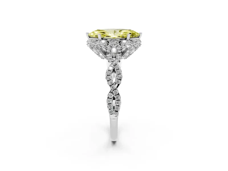 Marquise Halo Engagement Ring Setting for a Fancy Yellow Lab-Grown Diamond | Sterling Silver - Design NV-24725