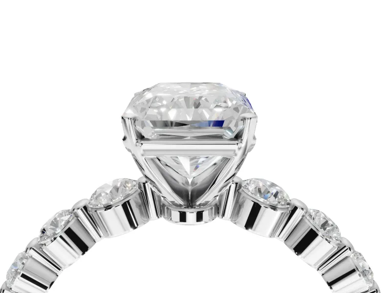 Radiant Cut Graduated Side Stone Engagement Ring Setting | Individually Seated | White Gold