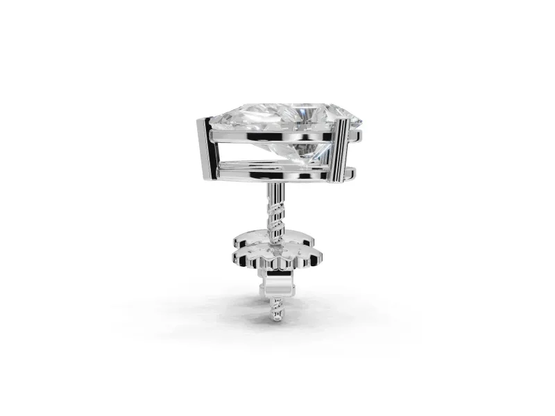 Radiant Cut Lab-Grown Diamond Solitaire Basket Stud Earrings | Open Gallery | Sterling Silver