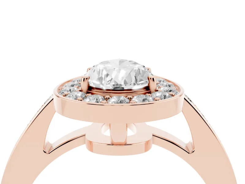 Pear-Shaped Framed Halo Engagement Ring Setting | Graduated Pavé Band | Rose Gold