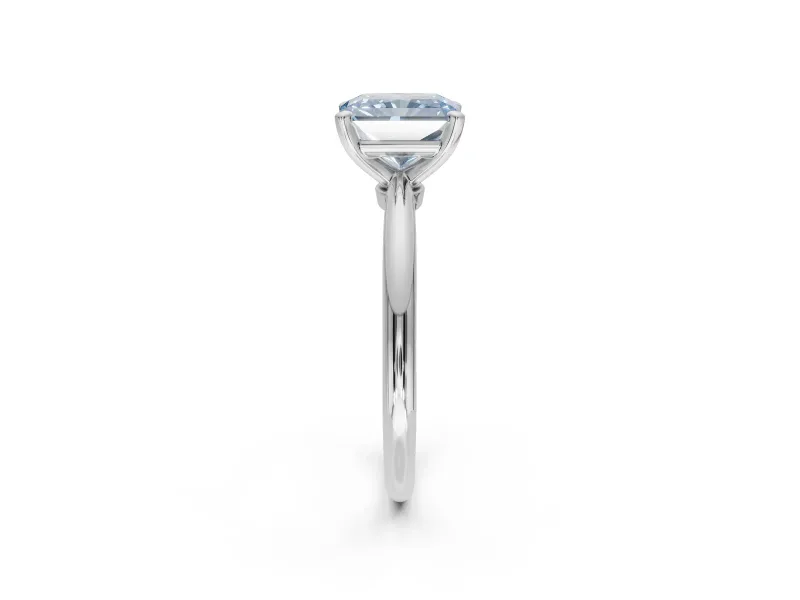 Radiant Cut Solitaire Engagement Ring Setting for a Fancy Blue Lab-Grown Diamond | Tapered Plain Band | White Gold