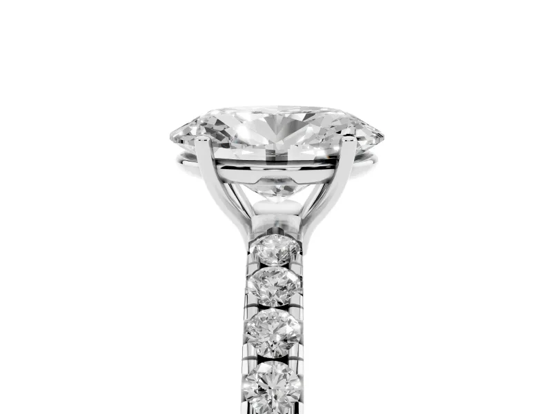 Oval Pave Engagement Ring Setting | Shared Prong Band | Sterling Silver
