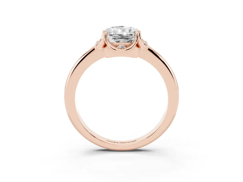 Radiant Cut Scalloped Petal Halo Engagement Ring Setting | Plain Band | Rose Gold