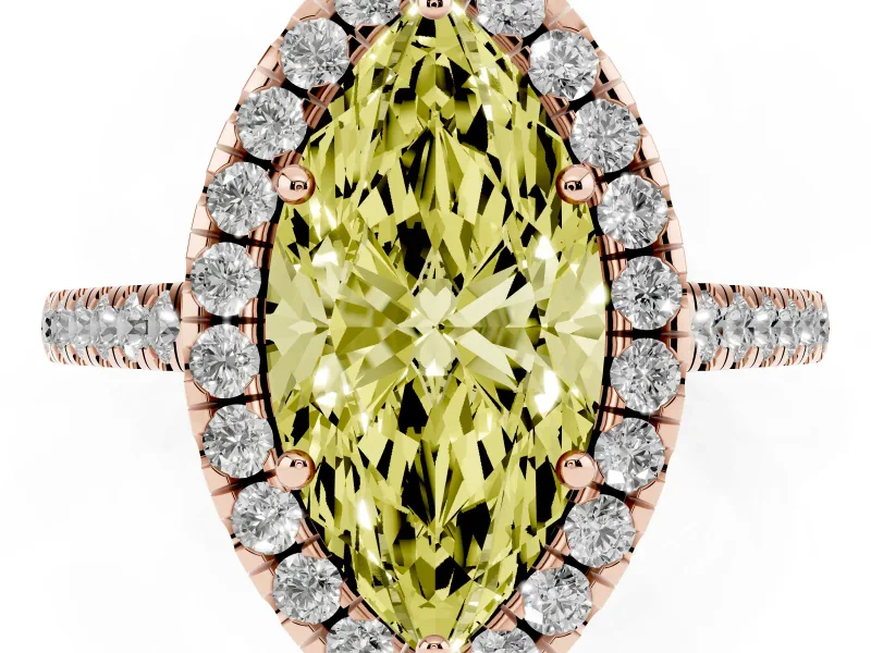 Marquise Raised Halo Engagement Ring Setting for a Fancy Yellow Lab-Grown Diamond | Rose Gold
