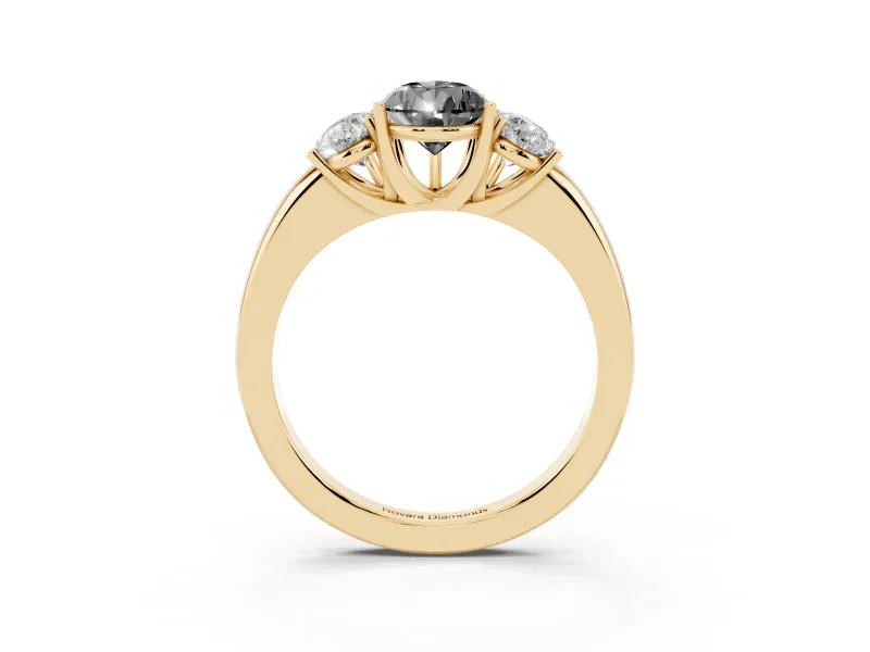 Pear-Shaped Three Stone Engagement Ring Setting for a Black Center | Plain Band | Yellow Gold