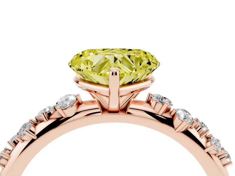 Heart-Shaped Graduated Solitaire Engagement Ring Setting for a Fancy Yellow Lab-Grown Diamond | Rose Gold
