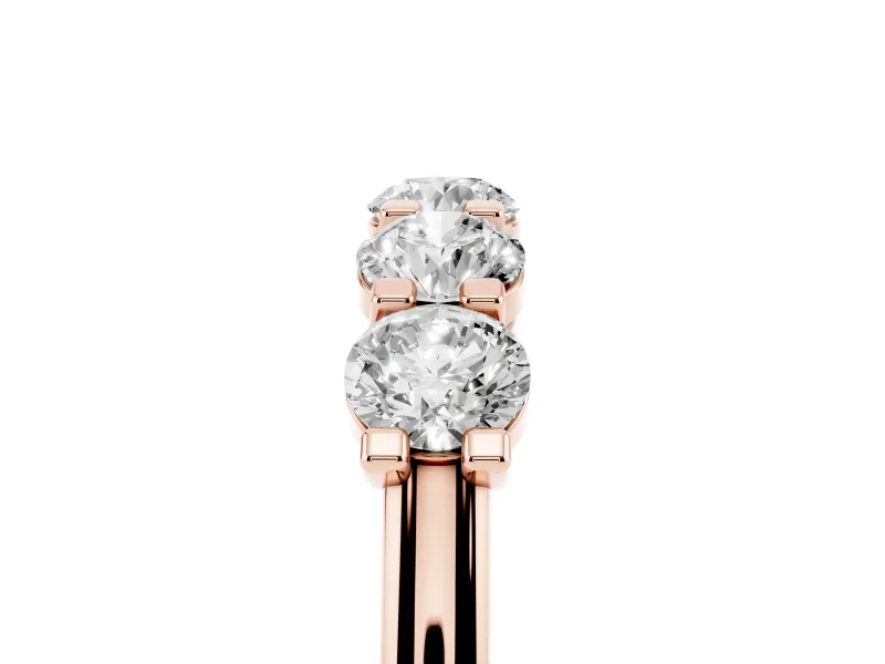 Round Diamond Half Eternity Band Set in Rose gold with Prong-Set Stones