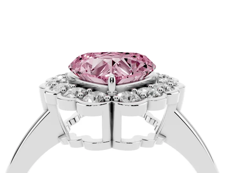 Heart-Shaped Halo Engagement Ring Setting for a Fancy Pink Lab-Grown Diamond | Sterling Silver - Design NV-24719