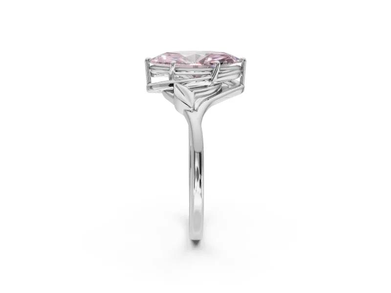 Marquise Leaf Bypass Solitaire Engagement Ring Setting for a Fancy Pink Lab-Grown Diamond | Sterling Silver