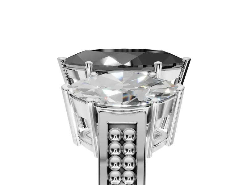 Fancy Black Marquise Lab-Grown Diamond Three-Stone Ring Set in Platinum with Textured Band