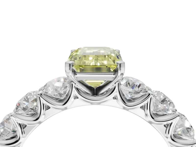 Emerald Cut Engagement Ring Setting for a Fancy Yellow Lab-Grown Diamond | White Gold - Design NV-24455