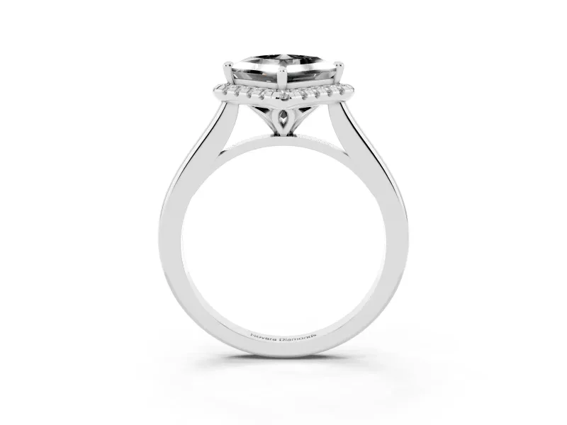 Princess Cut Halo Engagement Ring Setting for a Black Center | Plain Polished Band | White Gold