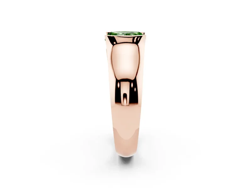 Radiant Cut Half Bezel Solitaire Engagement Ring Setting for a Fancy Green Lab-Grown Diamond | Wide Band | Rose Gold