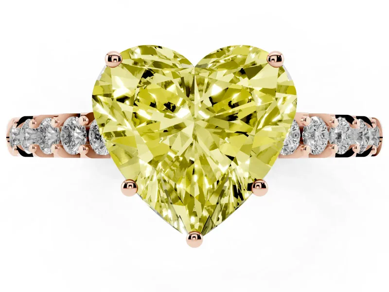 Heart-Shaped Engagement Ring Setting for a Fancy Yellow Lab-Grown Diamond | Rose Gold - Design NV-24649