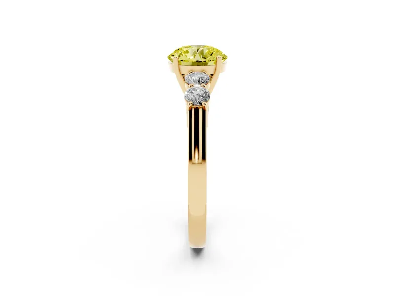 Round 5 Stone Engagement Ring Setting for a Fancy Yellow Lab-Grown Diamond | Yellow Gold