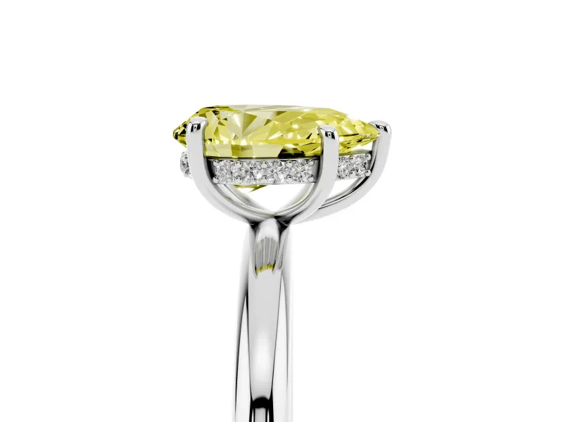 Pear-Shaped Hidden Halo Ring Setting for a Fancy Yellow Lab-Grown Diamond | Platinum