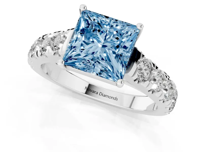 Princess Cut Engagement Ring Setting for a Fancy Blue Lab-Grown Diamond | White Gold - Design NV-24643
