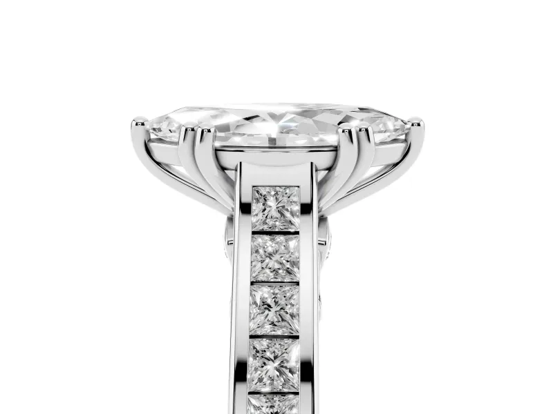 Marquise Cathedral Channel Set Engagement Ring Setting | Double Claw Prongs | White Gold