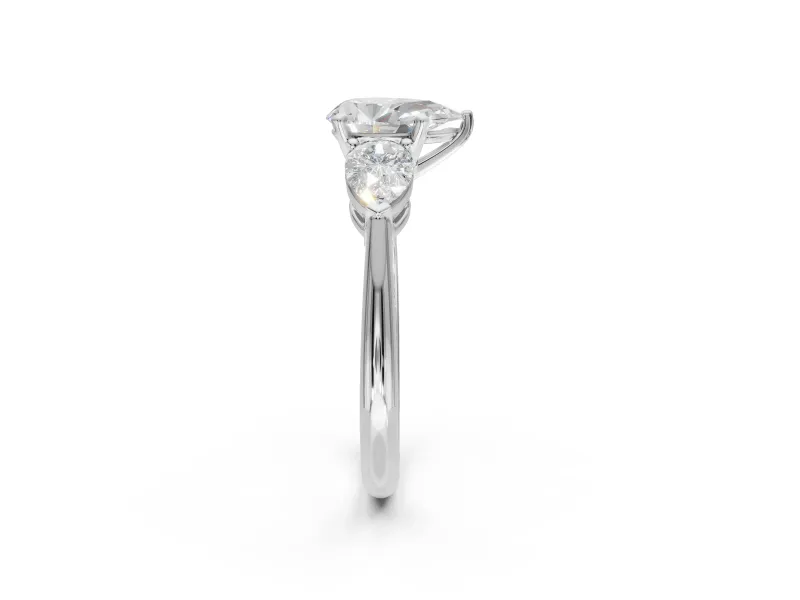 Pear-Shaped Three-Stone Engagement Ring Setting | Pear Side Stones | White Gold