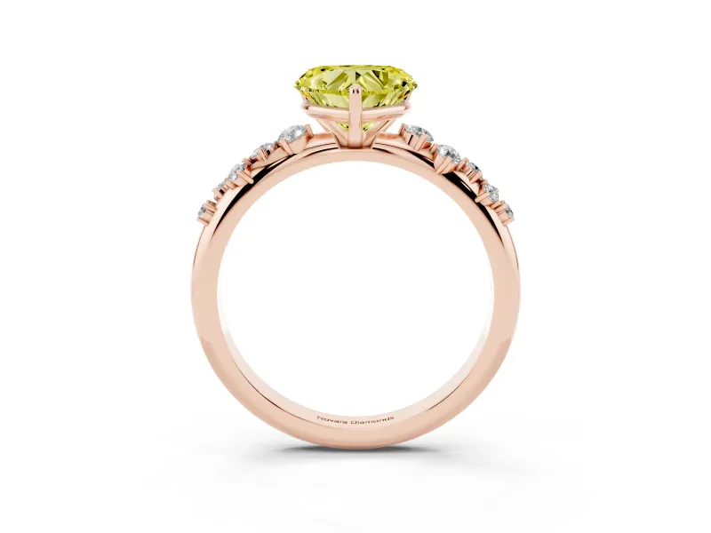 Heart-Shaped Graduated Solitaire Engagement Ring Setting for a Fancy Yellow Lab-Grown Diamond | Rose Gold
