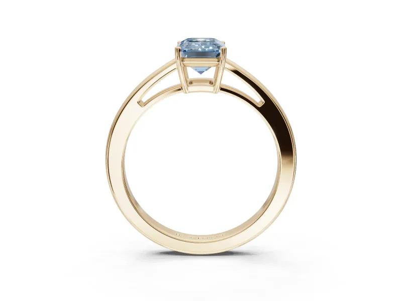 Emerald Cut Cathedral Engagement Ring Setting for a Fancy Blue Lab-Grown Diamond | Yellow Gold - Design NV-24626