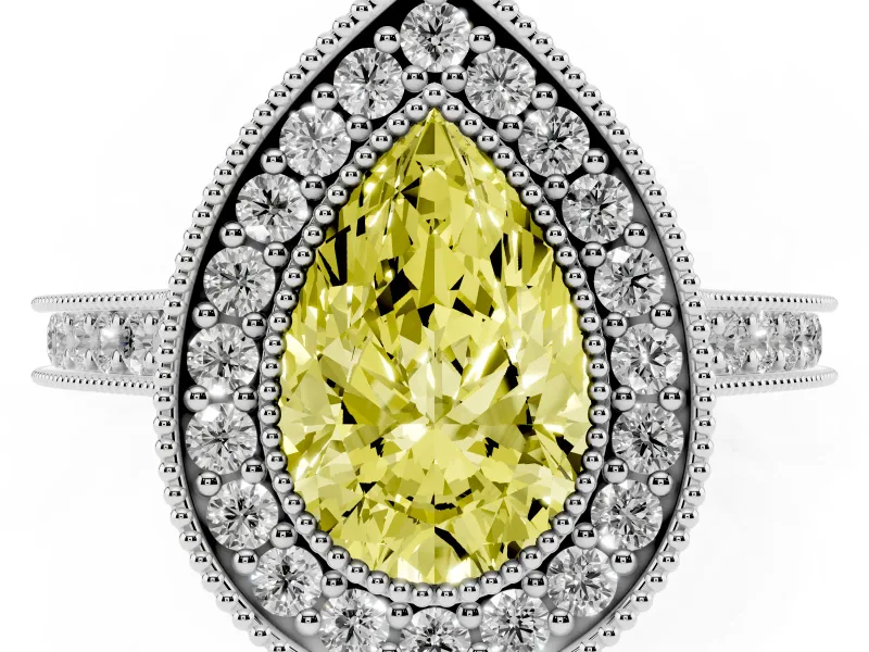 Pear-Shaped Halo Engagement Ring Setting for a Fancy Yellow Lab-Grown Diamond | Sterling Silver - Design NV-24721