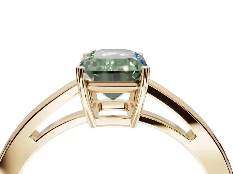 Emerald Cut Cathedral Engagement Ring Setting for a Fancy Green Lab-Grown Diamond | Yellow Gold - Design NV-24626