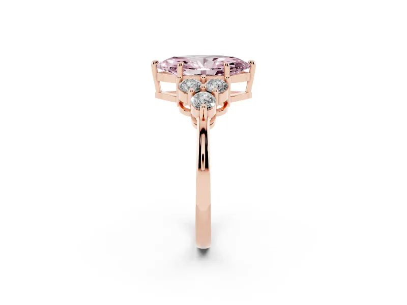 Marquise Cluster Side Stone Engagement Ring Setting for a Fancy Pink Lab-Grown Diamond | Rose Gold