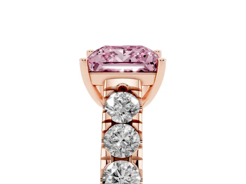 Princess Cut Engagement Ring Setting for a Fancy Pink Lab-Grown Diamond | Rose Gold - Design NV-24643