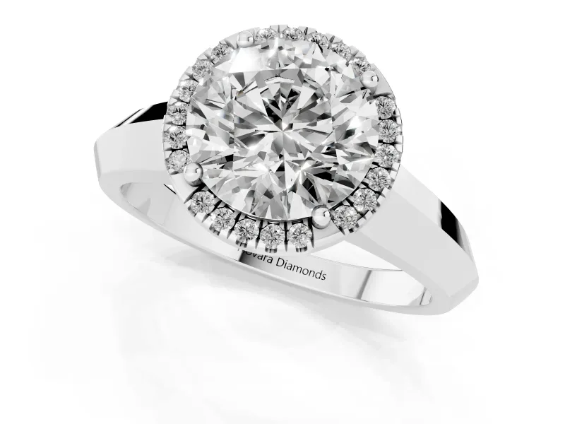 Round Halo Engagement Ring Setting | Knife-Edge Band | Platinum