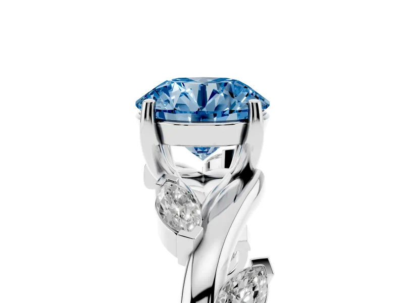 Round Twisted Vine Engagement Ring Setting for a Fancy Blue Lab-Grown Diamond | Platinum