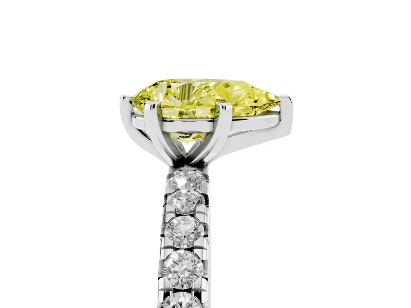 Pear-Shaped Pavé Solitaire Engagement Ring Setting for a Fancy Yellow Lab-Grown Diamond | Sterling Silver