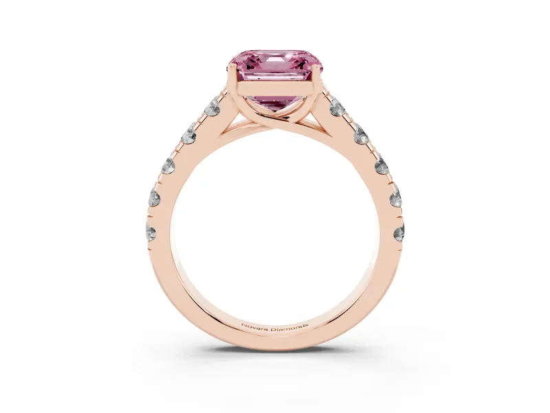 Asscher Cut Engagement Ring Setting for a Fancy Pink Lab-Grown Diamond | Rose Gold - Design NV-24643