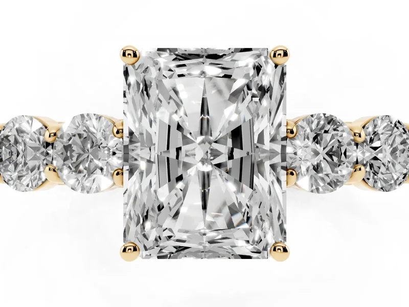Radiant Cut Close Set Five Stone Engagement Ring Setting | Yellow Gold