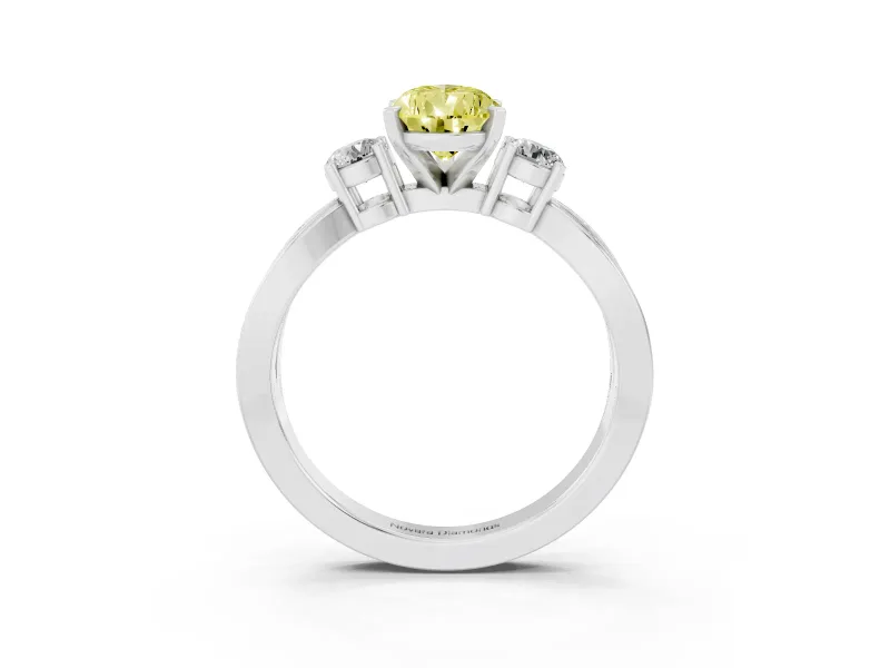 Pear-Shaped Three-Stone Twist Engagement Ring Setting for a Fancy Yellow Lab-Grown Diamond | Sterling Silver
