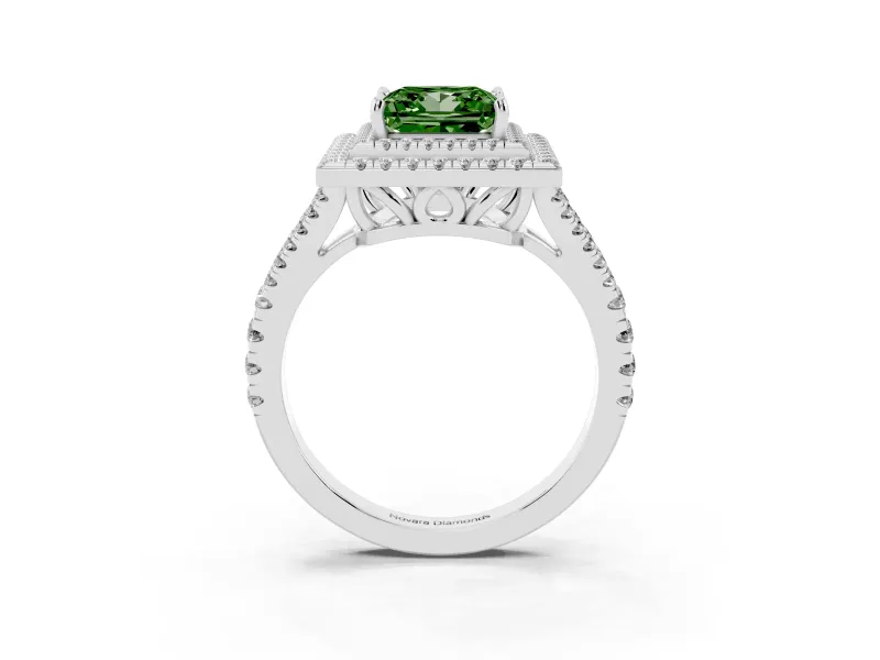 Princess Cut Halo Engagement Ring Setting for a Fancy Green Lab-Grown Diamond | Sterling Silver - Design NV-24799