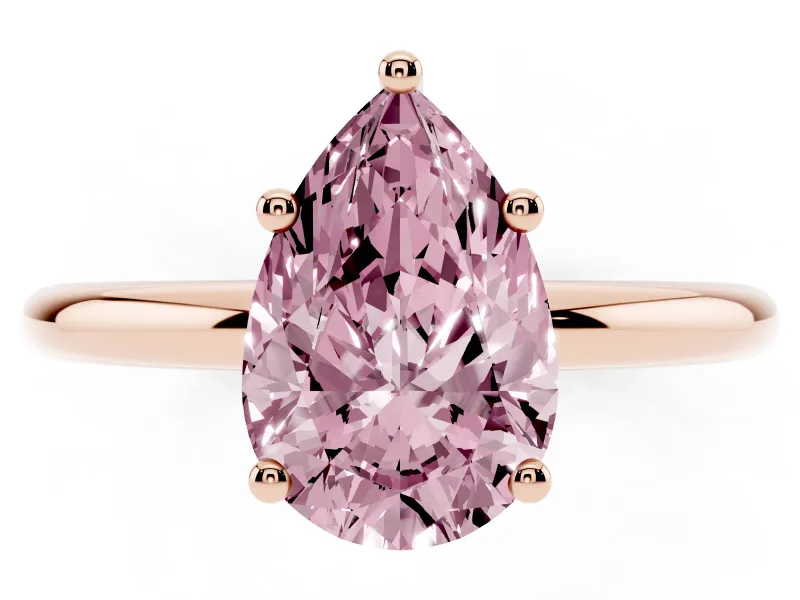 Pear-Shaped Micro-Prong Hidden Halo Engagement Ring Setting for a Fancy Pink Lab-Grown Diamond | Plain Band | Rose Gold