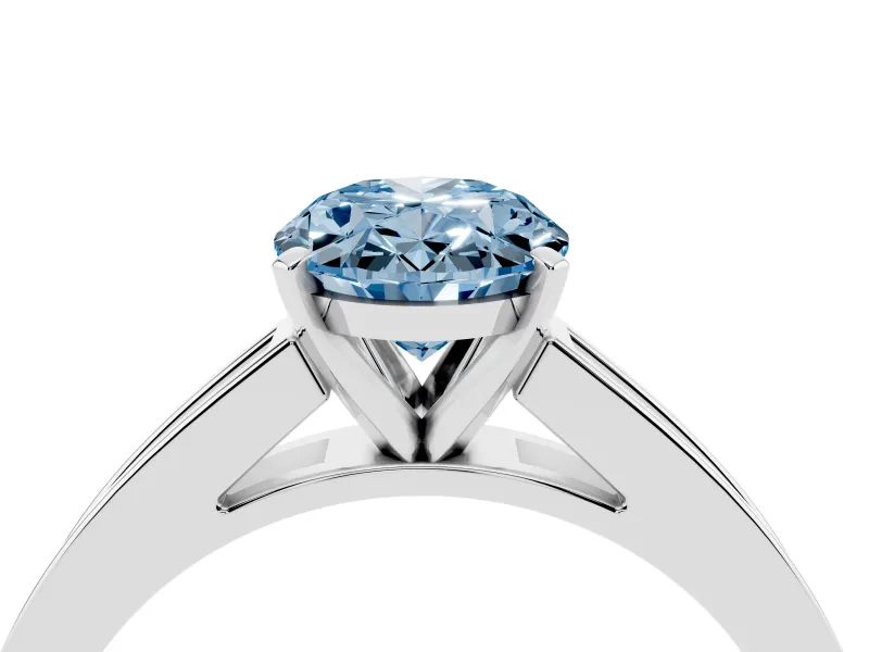 Oval Channel Engagement Ring Setting for a Fancy Blue Lab-Grown Diamond | Sterling Silver