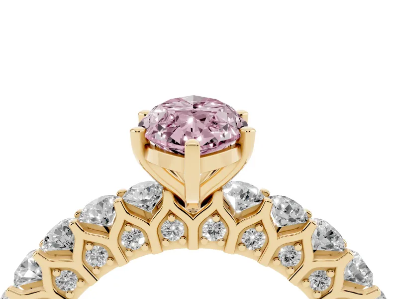 Marquise Shared Prong Engagement Ring Setting for a Fancy Pink Lab-Grown Diamond | Yellow Gold