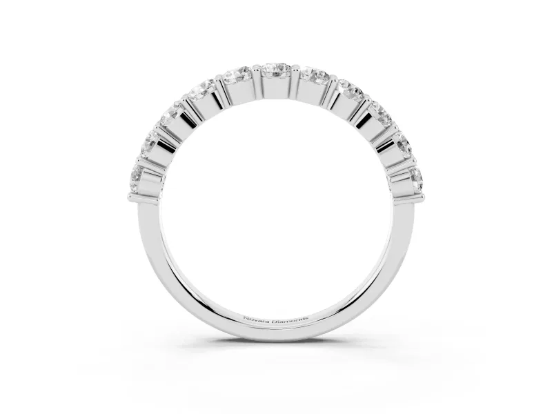 Round Diamond Half Eternity Band Set in Platinum with Top-Row Prong Setting