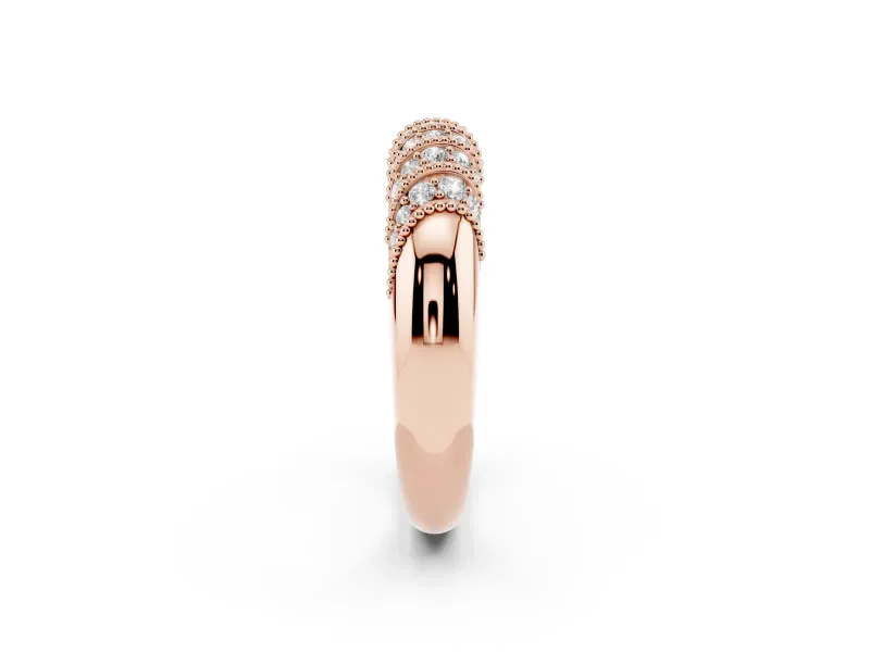 Round Diamond Dome Band Set in Rose gold with Channel Setting