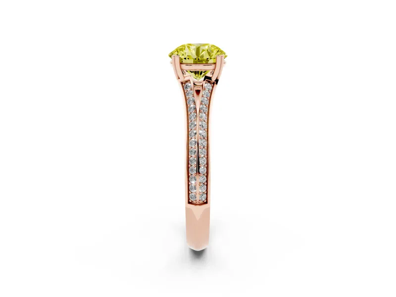 Round Split Shank Engagement Ring Setting for a Fancy Yellow Lab-Grown Diamond | Rose Gold