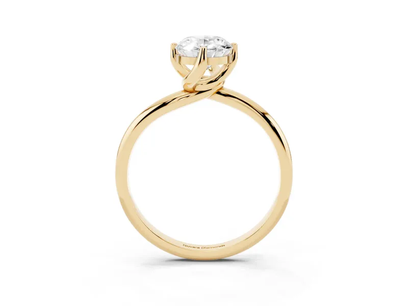 Oval Bypass Solitaire Engagement Ring Setting | Plain Polished Band | Yellow Gold