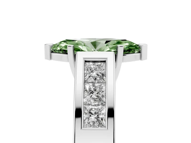 Marquise Channel-Set Engagement Ring Setting for a Fancy Green Lab-Grown Diamond | Platinum