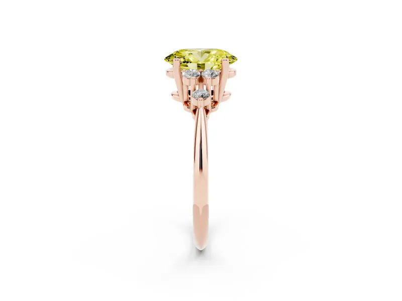 Oval Cluster Accent Engagement Ring Setting for a Fancy Yellow Lab-Grown Diamond | Rose Gold